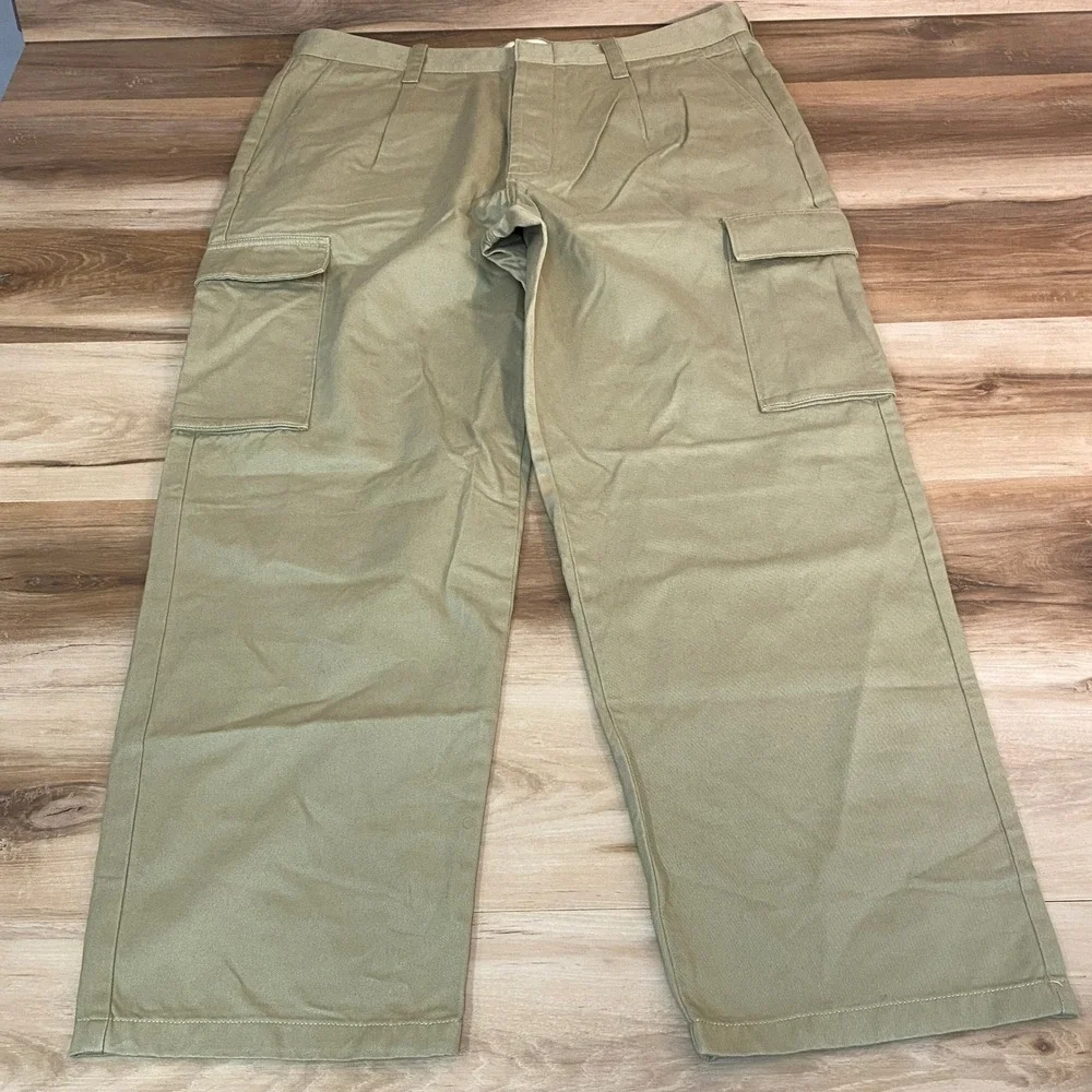 Madewell‎ Mens Cargo Pants Olive Green Khaki 100% Cotton Size 36x32